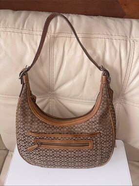 Coach Vintage Brown Signature Hobo with Tan Trim